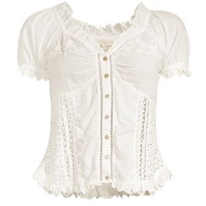 Loveshackfancy Bryant Ruffled Cotton Top